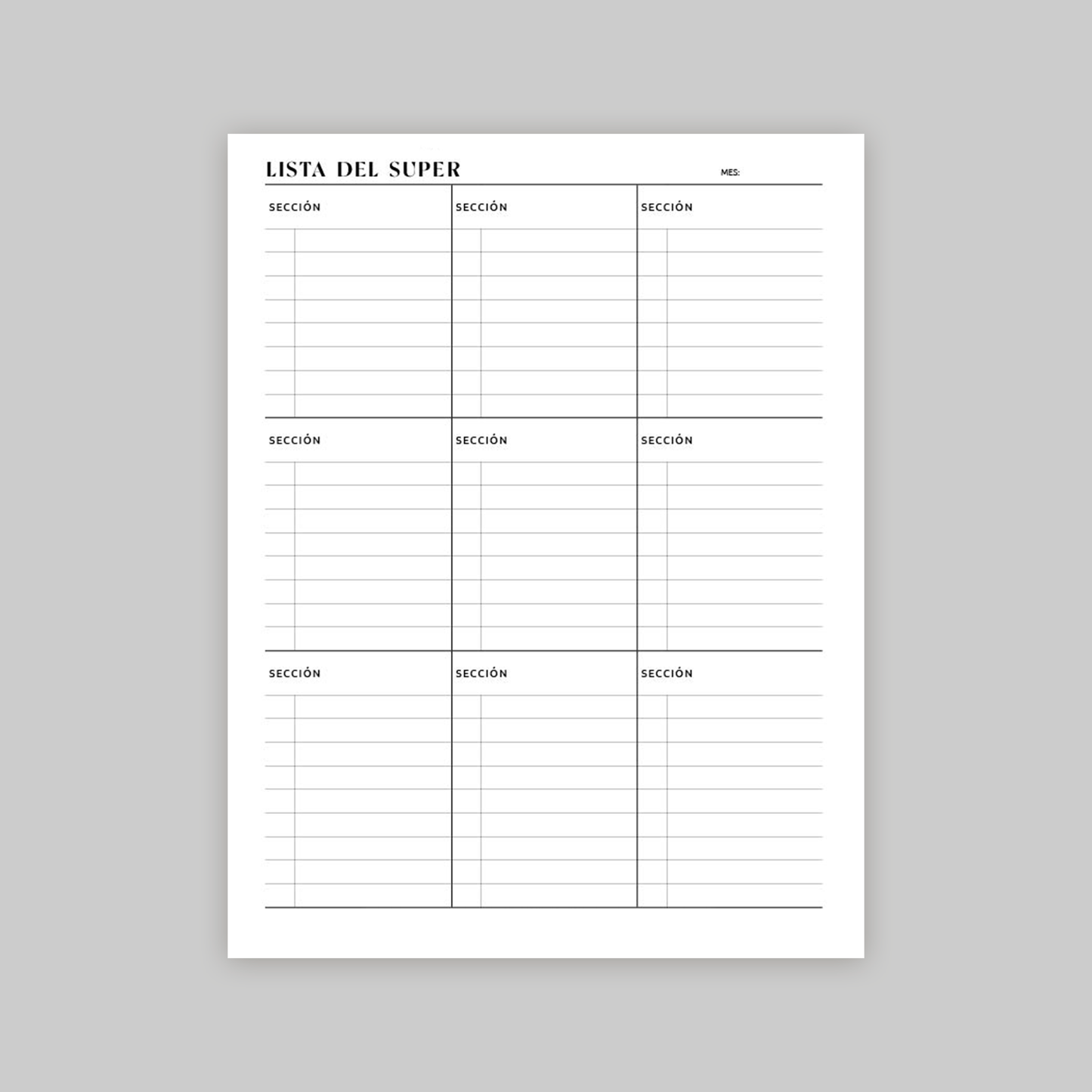 Organiza tus Compras de Supermercado con Eficiencia - Lista Digital Minimalista en PDF