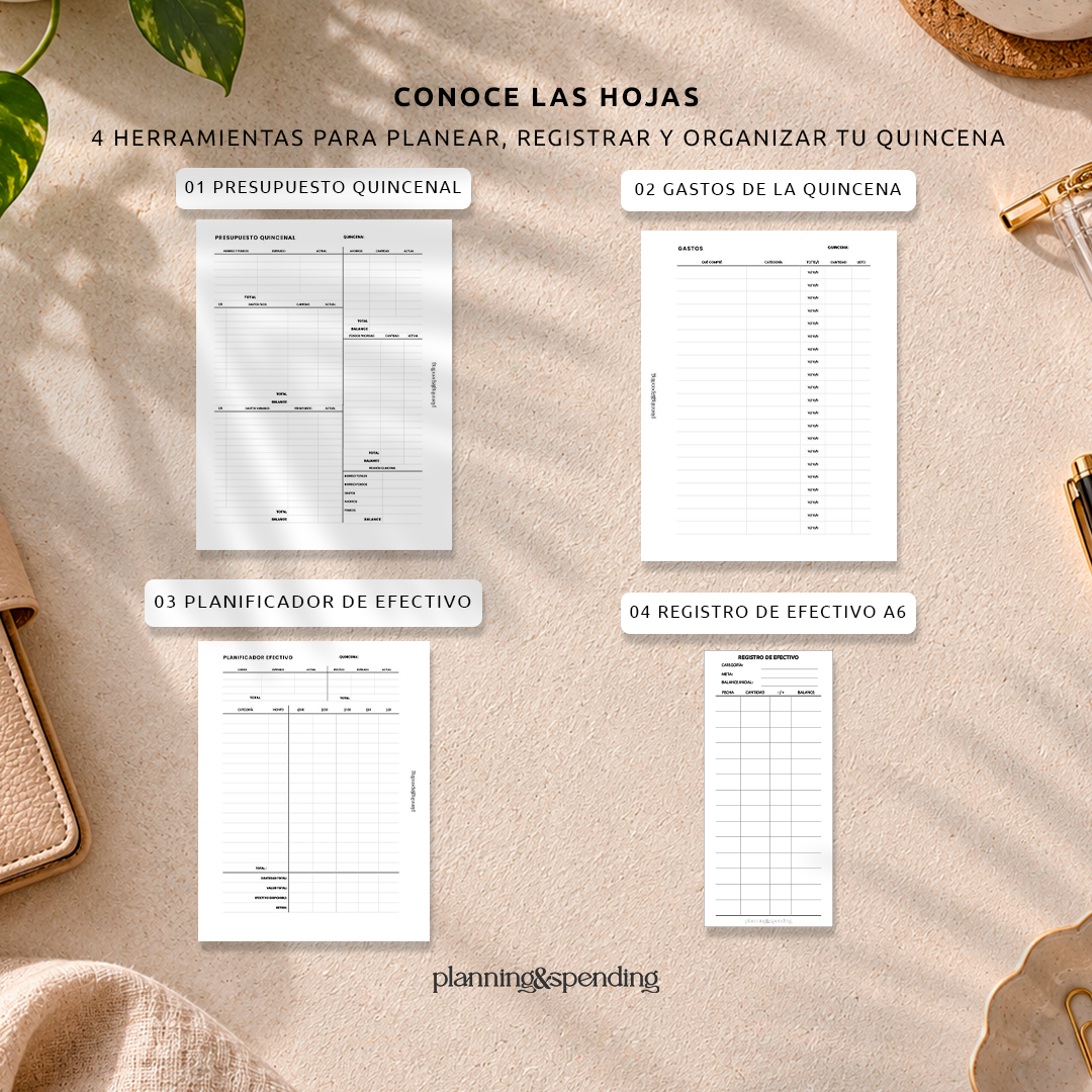 Presupuesto, gastos, planificador y registro de efectivo incluidos en el kit