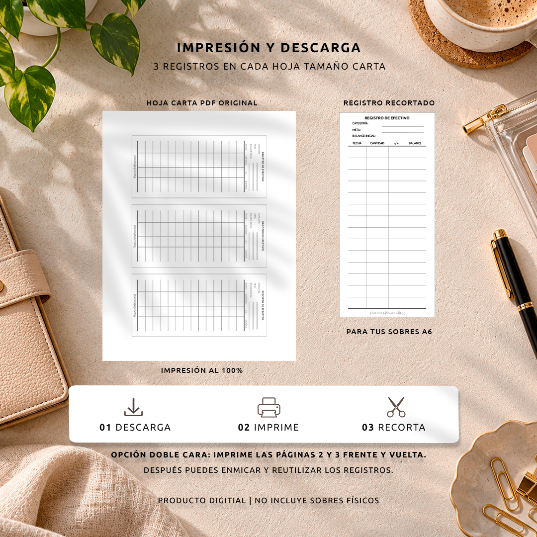 PDF Carta con tres registros recortables para sobres A6